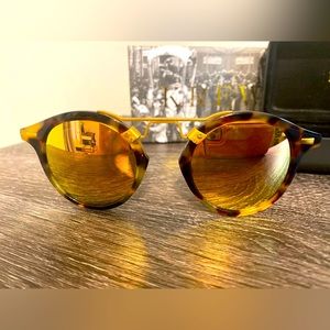 Gold mirrored original Krewe sunglasses unisex tinted.